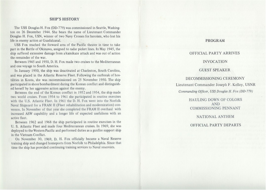 Destroyer Photo Index DD-779 USS DOUGLAS H. FOX