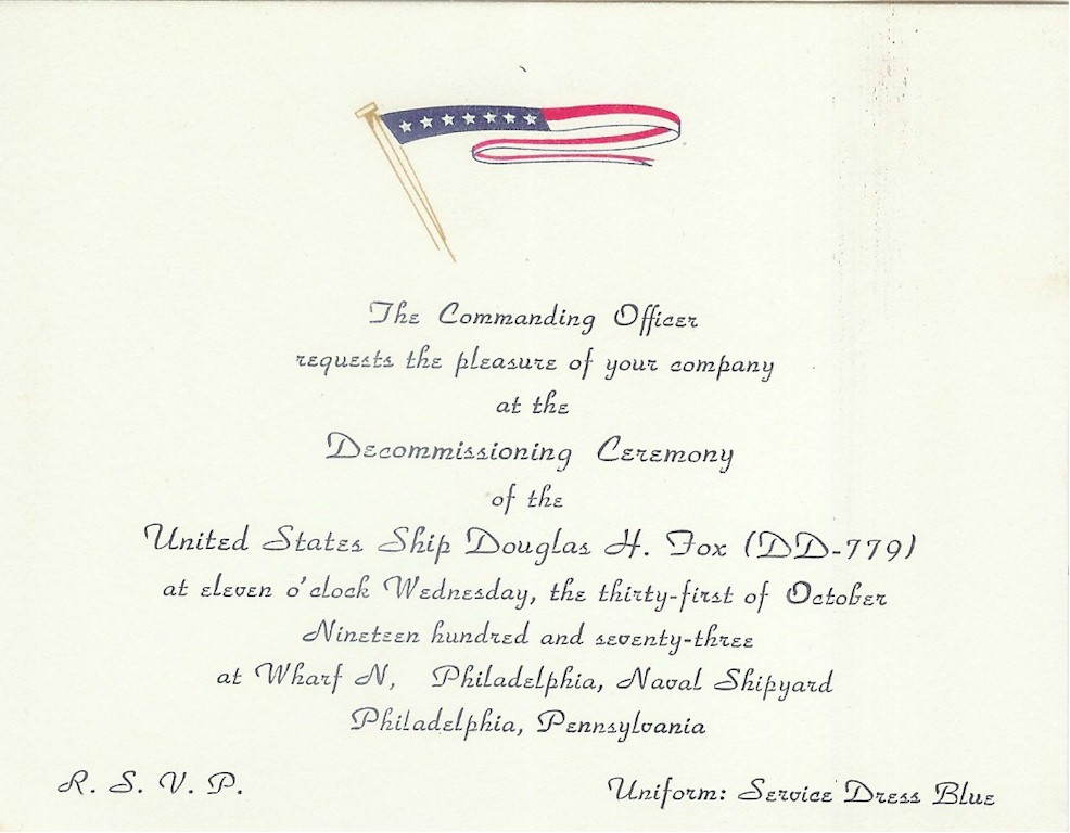 Destroyer Photo Index DD-779 USS DOUGLAS H. FOX